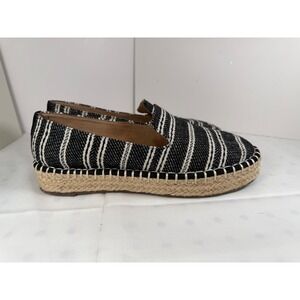 Me Too Cassandrah Striped Espadrille Loafers Black White Textile Flats 7M